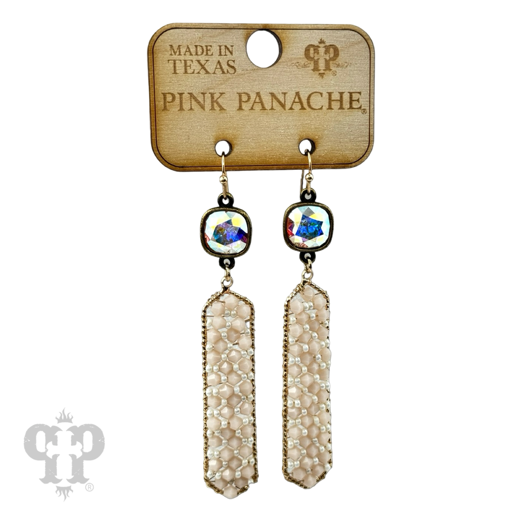 Bead wrapped hexagon dangle earring with crystals from Swarovski®- LC
