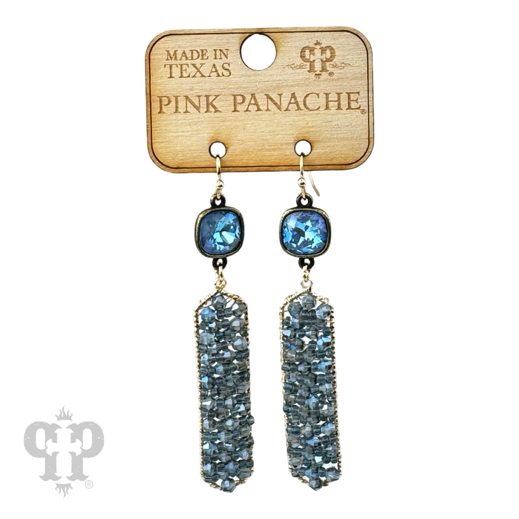 Bead wrapped hexagon dangle earring with crystals from Swarovski®- LC
