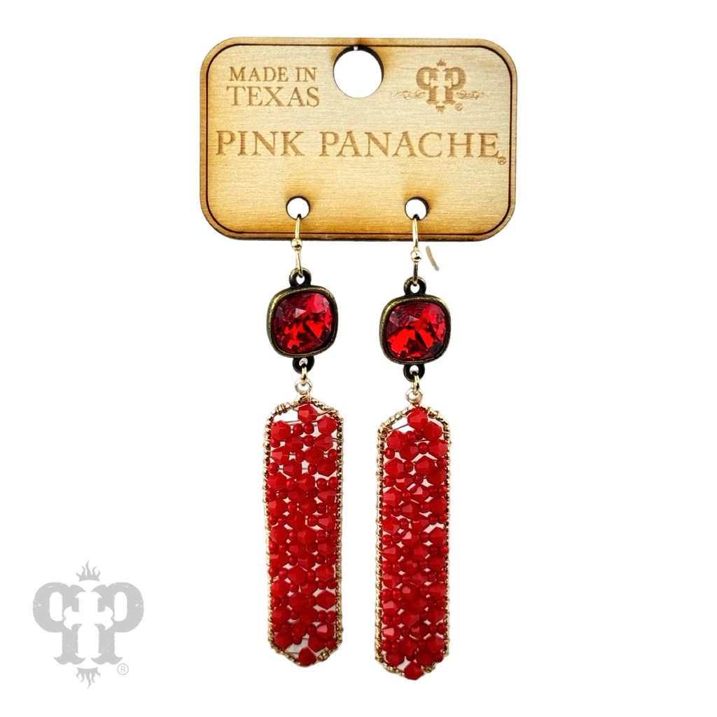 Bead wrapped hexagon dangle earring with crystals from Swarovski®- LC