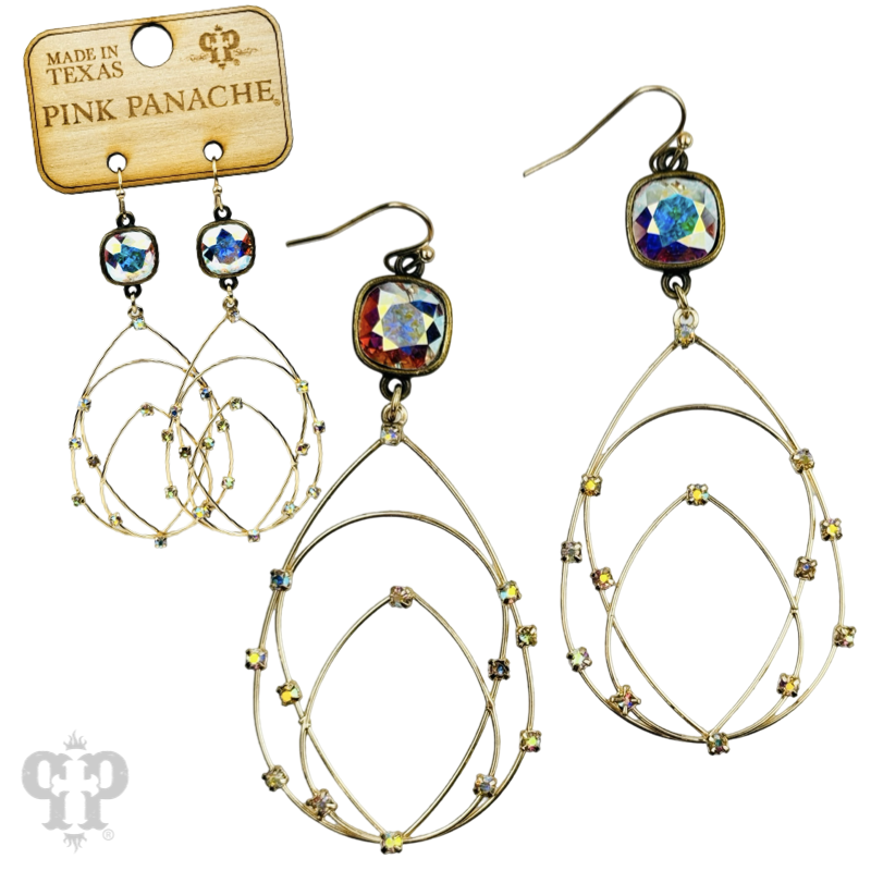 Rhinestone studded layered teardrop earring with crystals from Swarovski®