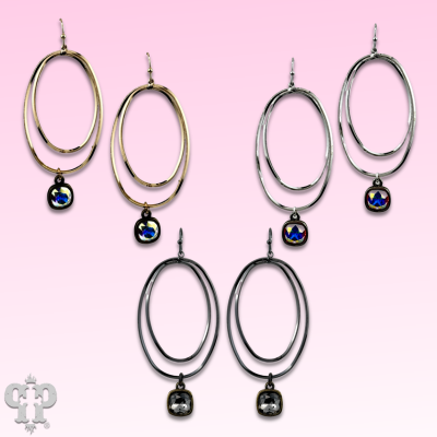 Double oval earring with crystals from Swarovski®