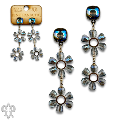 Iridescent bead double circle earring with crystals from Swarovski®