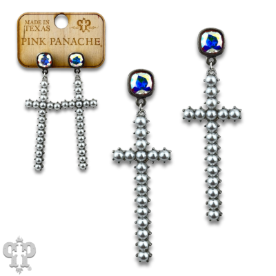 Pearl cross earring with crystals from Swarovski®
