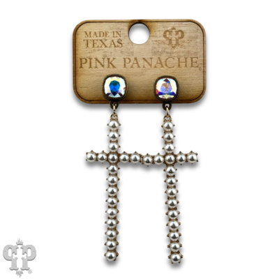 Pearl cross earring with crystals from Swarovski®