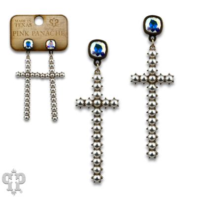 Pearl cross earring with crystals from Swarovski®