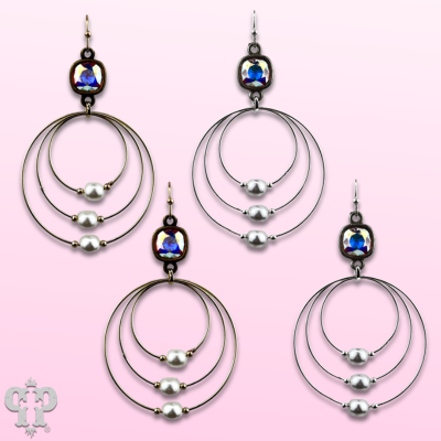 Pearl bead circle earring with crystals from Swarovski®