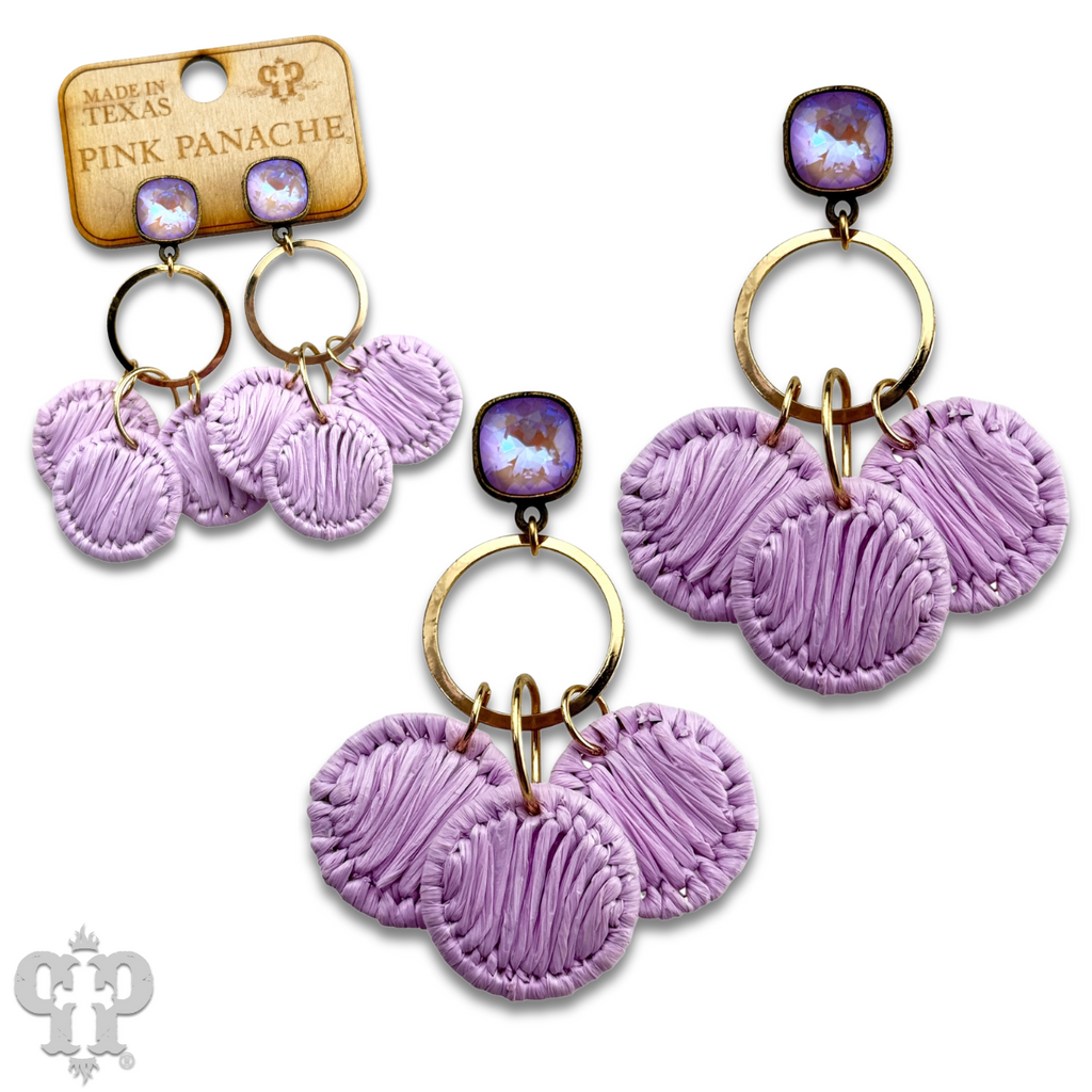 Raffia disc circle earring with crystals from Swarovski®