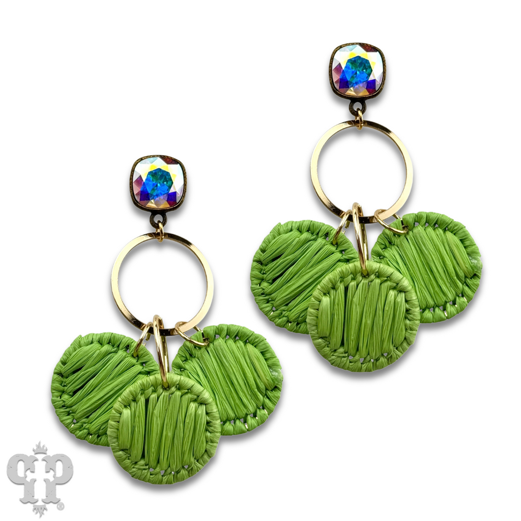 Raffia disc circle earring with crystals from Swarovski®