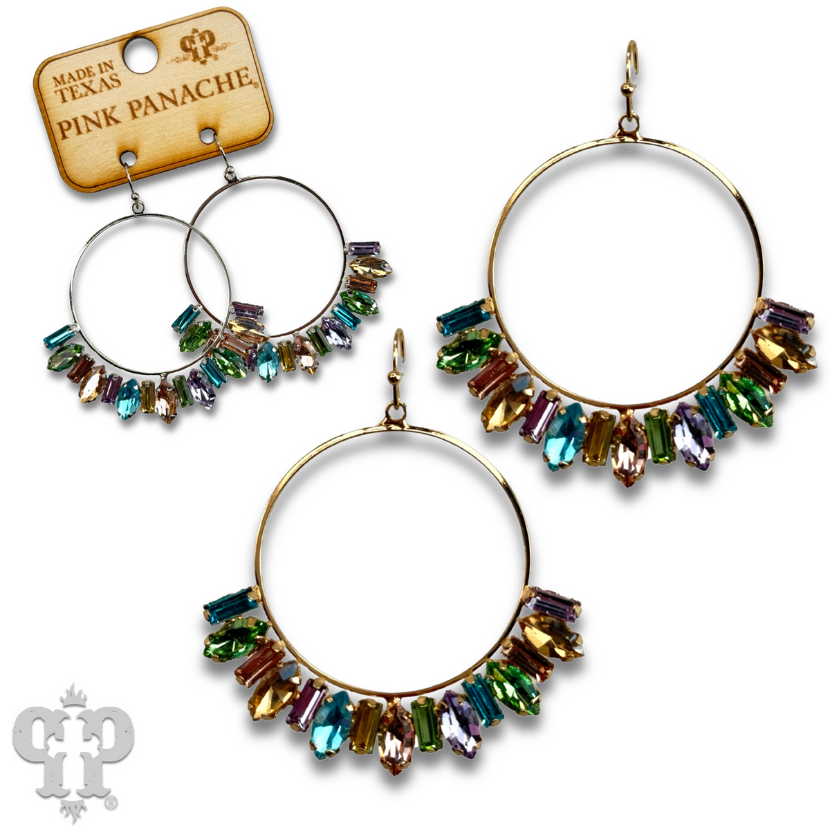 Baguette rhinestone circle earring