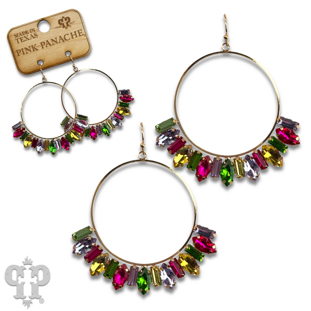 Baguette rhinestone circle earring