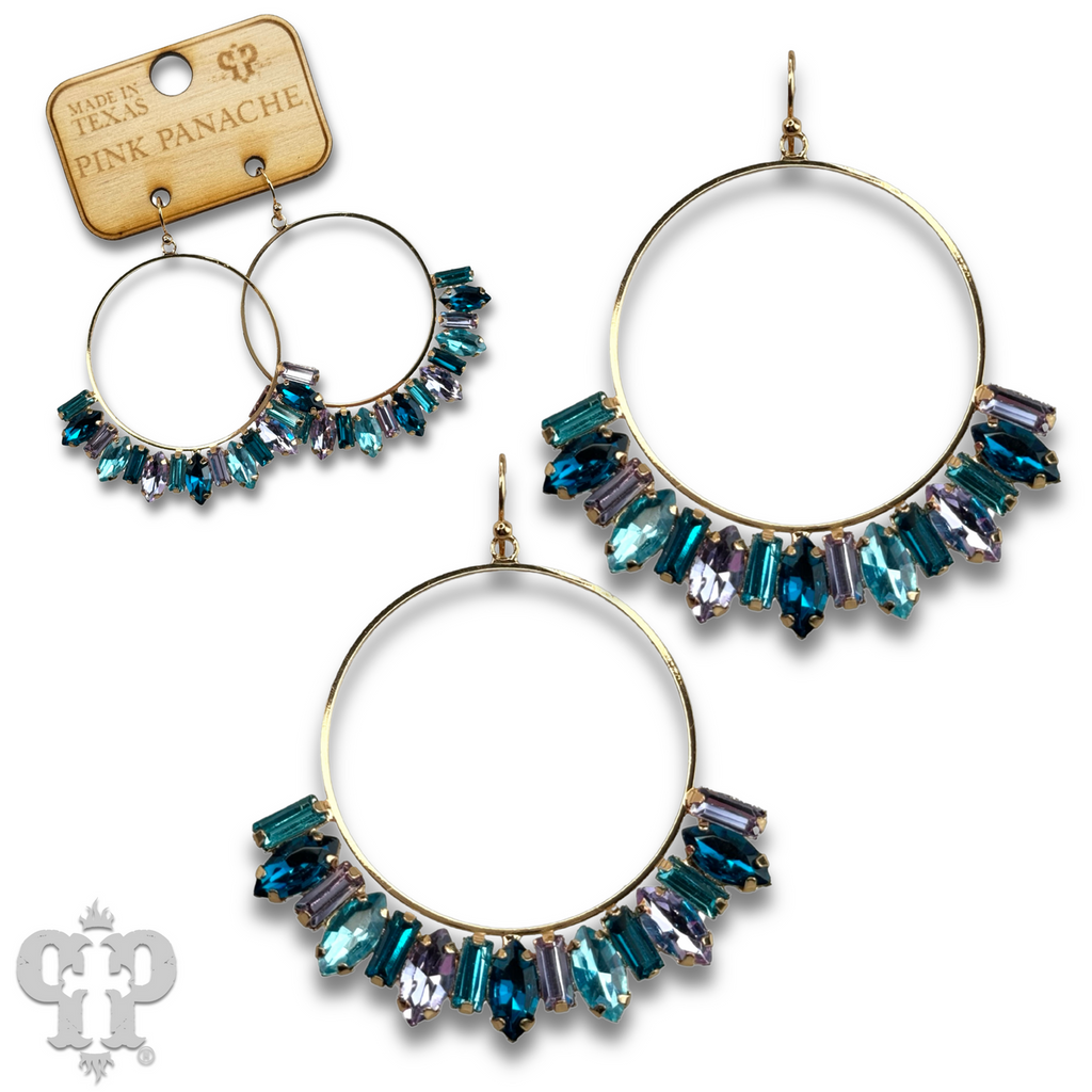 Baguette rhinestone circle earring