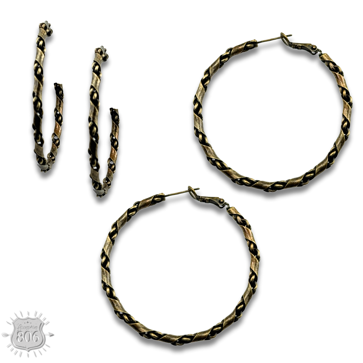 Chain twist wrap hoop earring