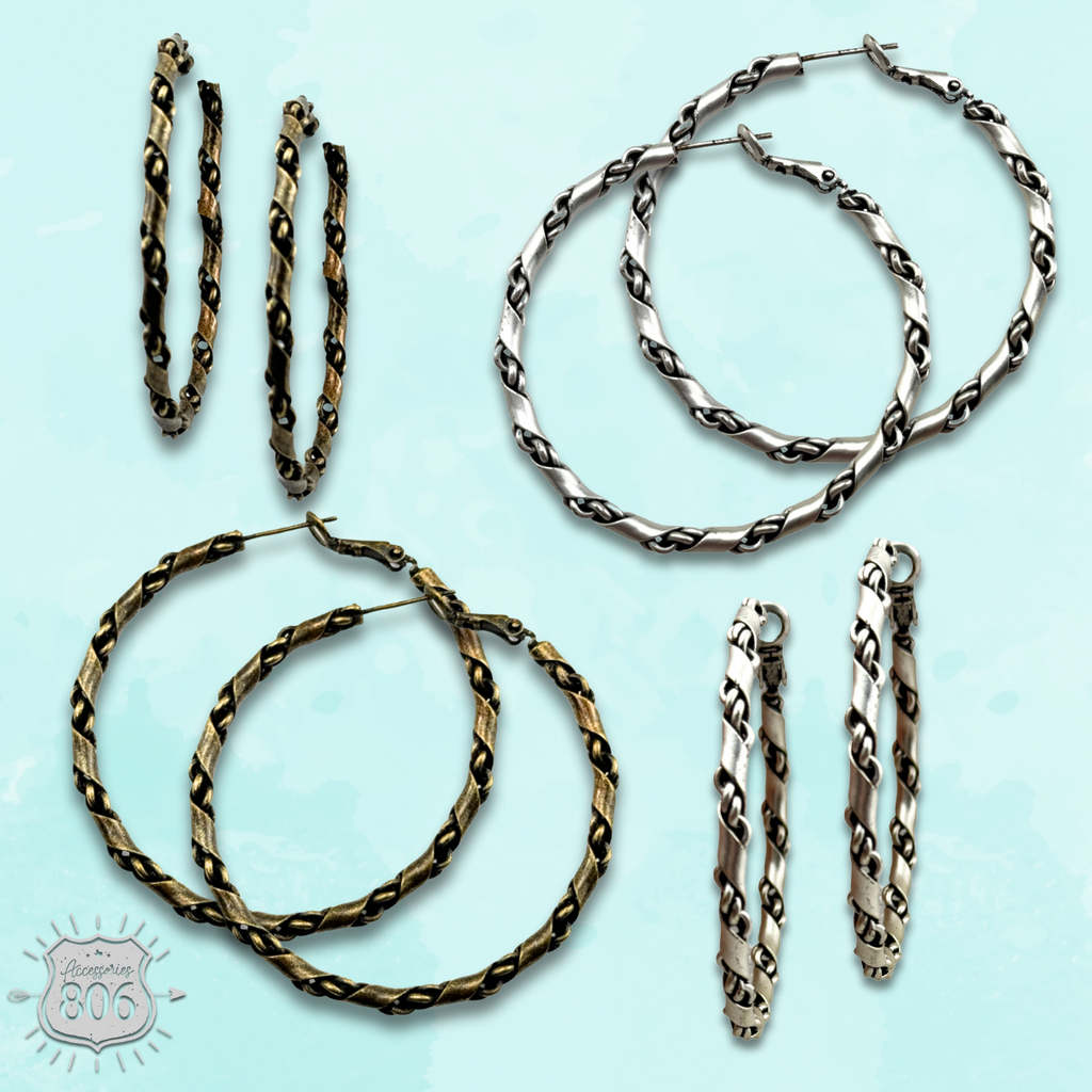 Chain twist wrap hoop earring