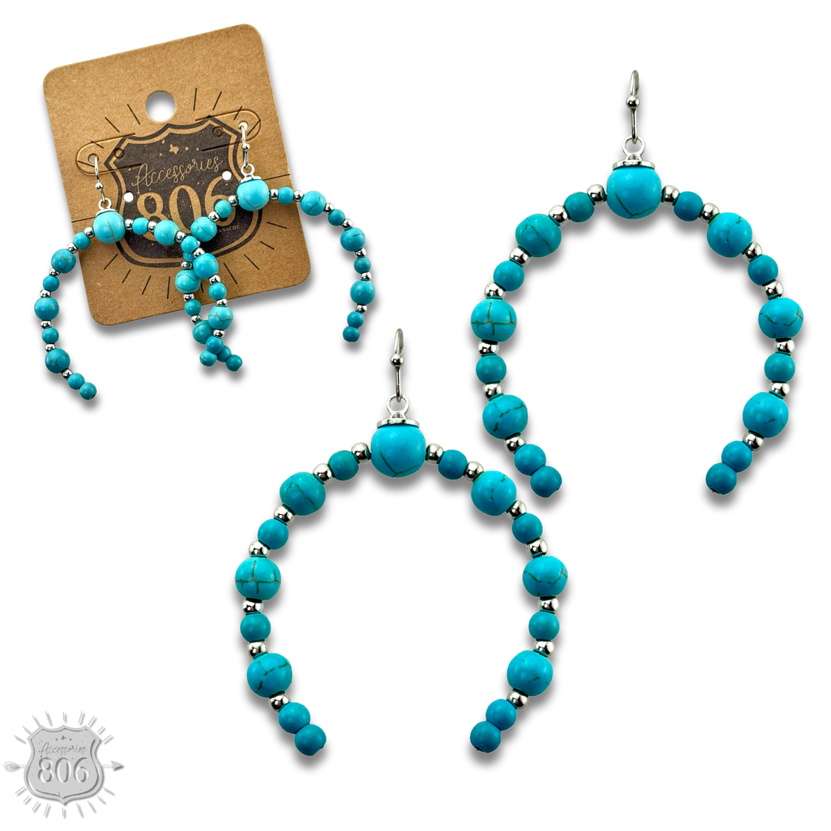 Stone bead arch earring