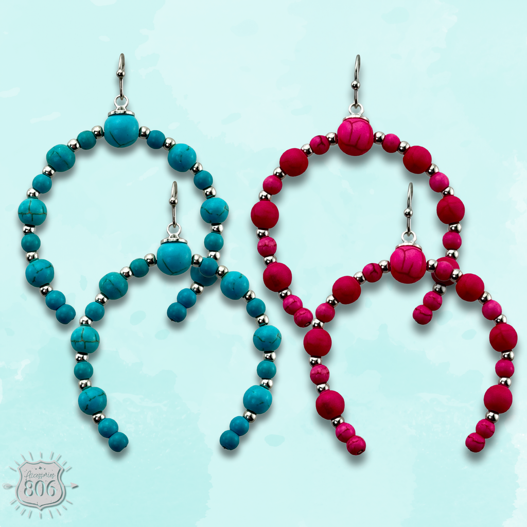 Stone bead arch earring