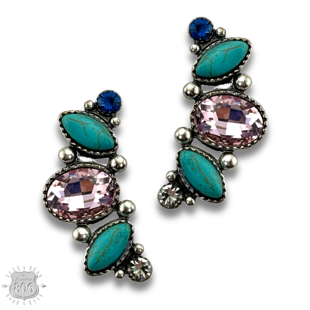 Rhinestone navette post earring