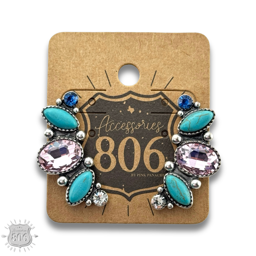 Rhinestone navette post earring