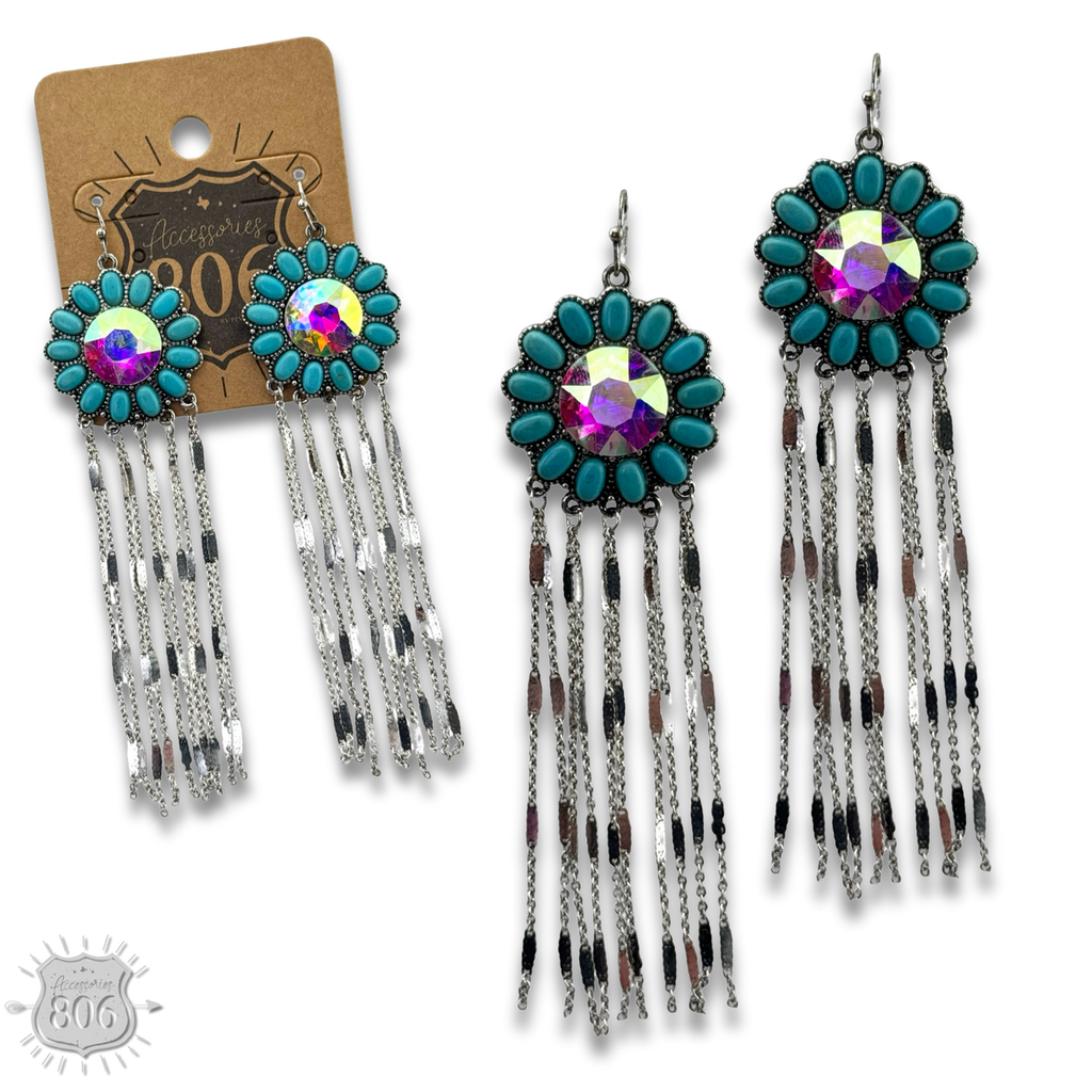 Flower concho fringe earring