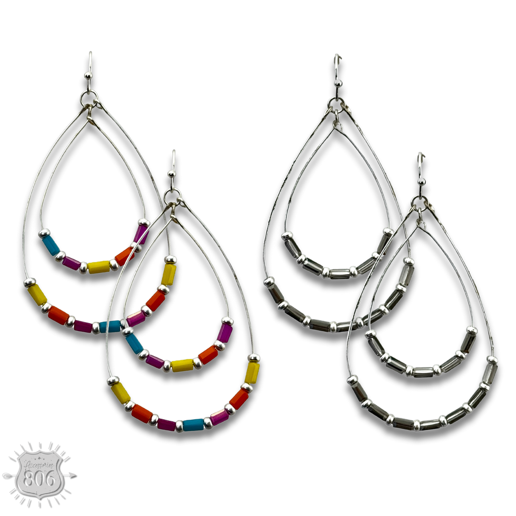 Double beaded teardrop earring