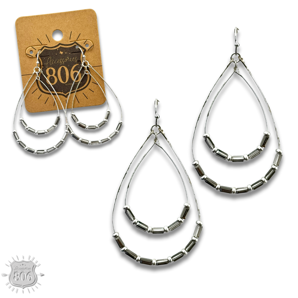 Double beaded teardrop earring