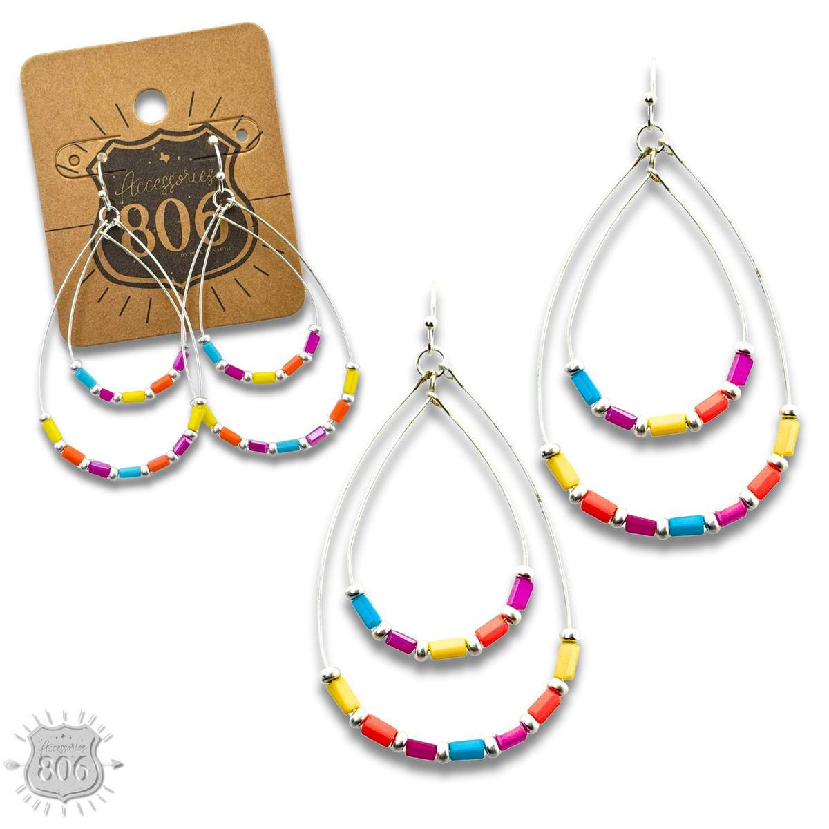 Double beaded teardrop earring