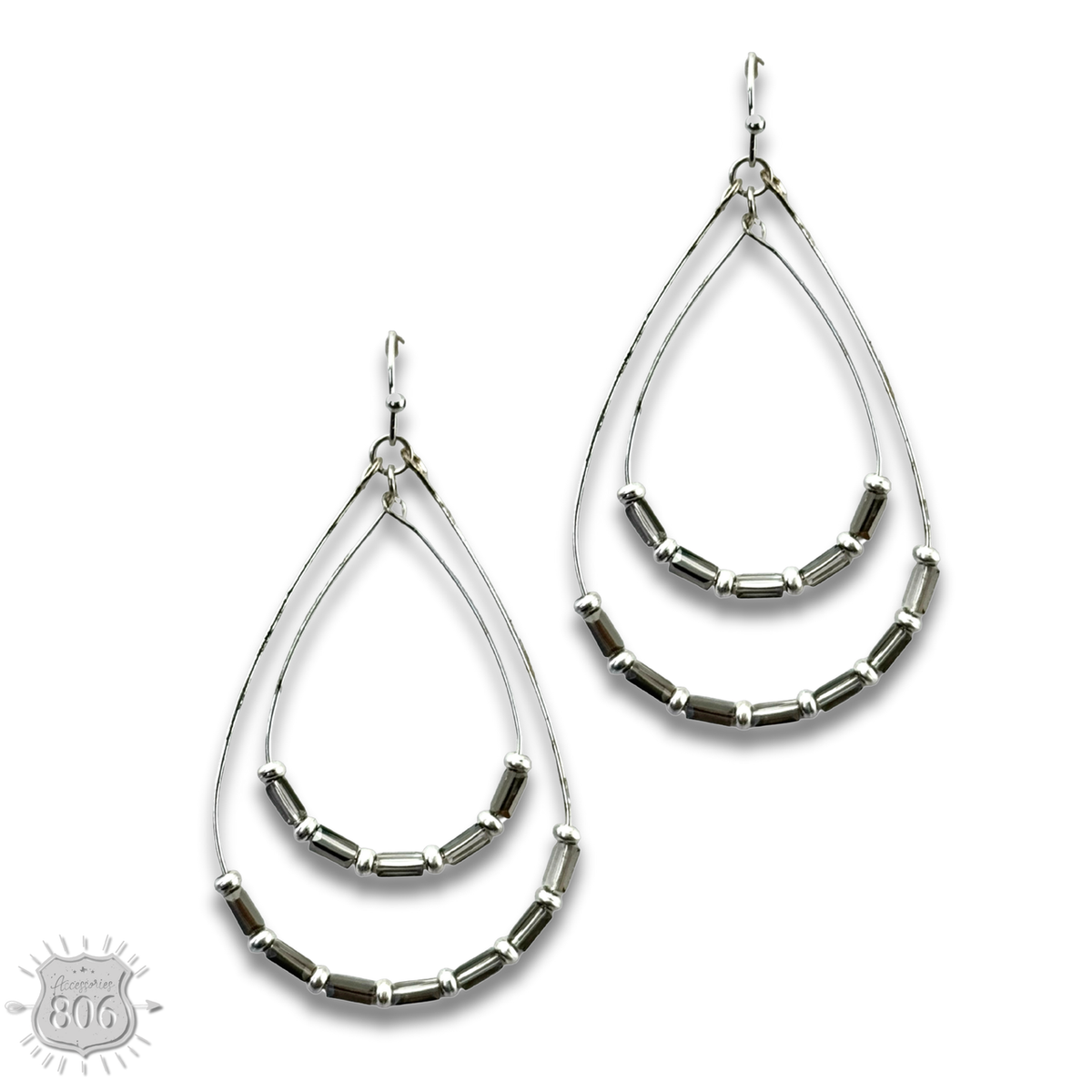Double beaded teardrop earring