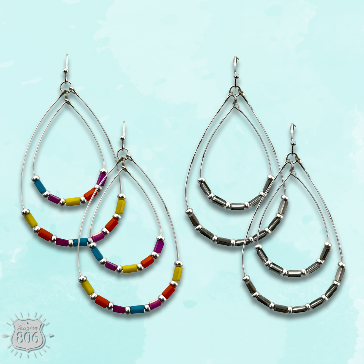 Double beaded teardrop earring