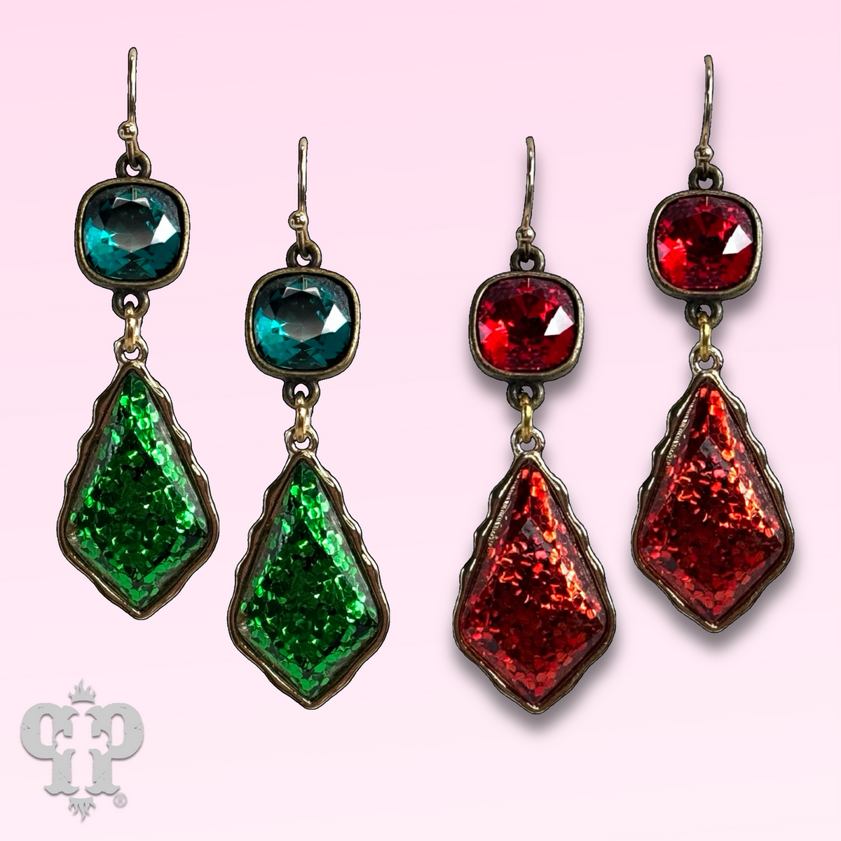 Glitter diamond teardrop earring with crystals from Swarovski®  - LC
