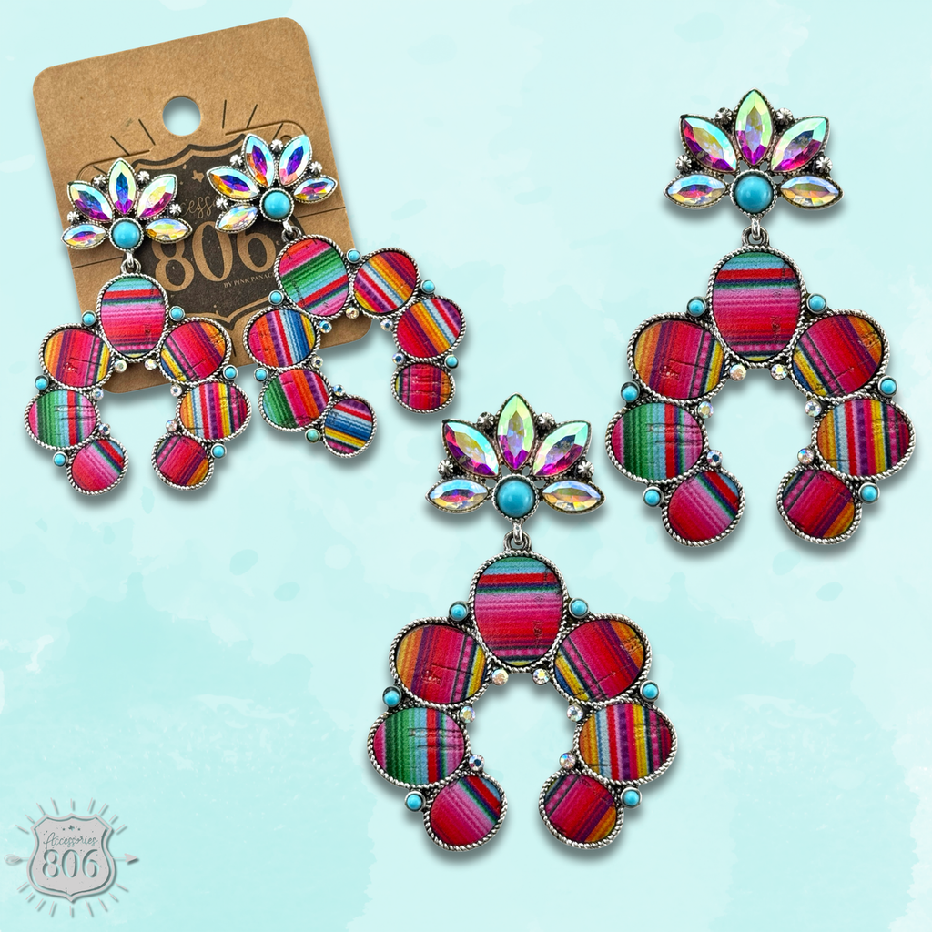 Serape horseshoe earring