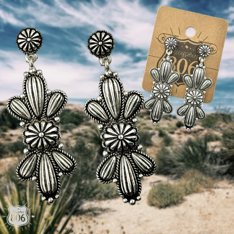 Western silver butterfly concho earring
