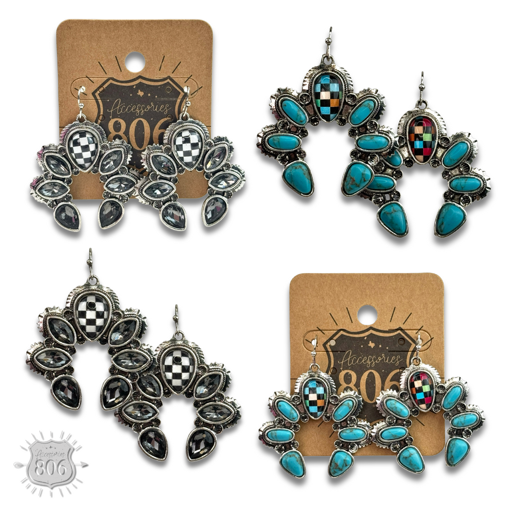 Checkerboard naja style earring