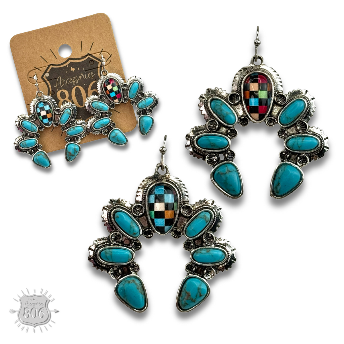 Checkerboard naja style earring