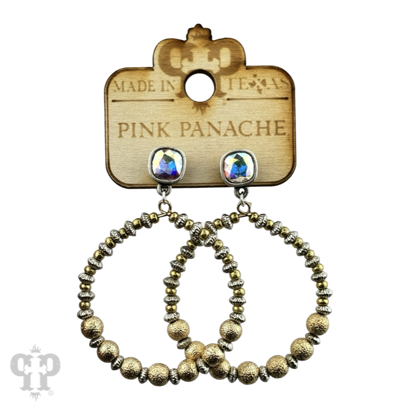 Foil texture bead circle earring with crystals from Swarovski®