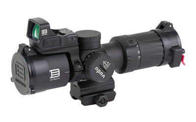 EOTECH Vudu -  Rifle Scope -  4-12X Magnification -  36mm Objective -  First Focal Plane -  Compatible with Mini-ACOG Mounts -  MR5 Illuminated MRAD Reticle -  Matte Finish -  Black -  Includes EFLX 3 MOA Red Dot and Mount