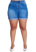 {{ES1652}} Curvy Cuffed Shorts with side pockets (Short Cuffs can roll down)