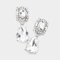 Multi Stone Cluster Teardrop Link Dangle Evening Earrings