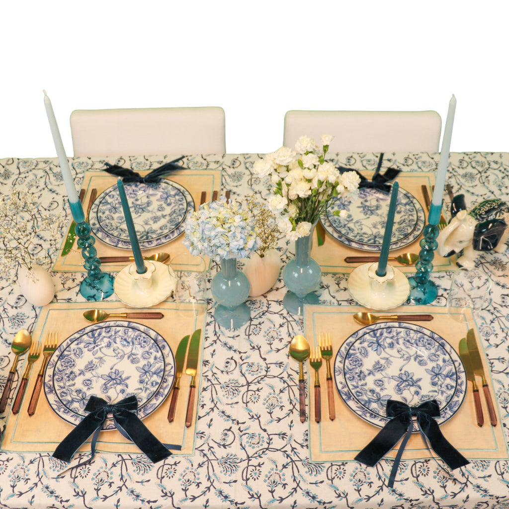100% Organic Cotton - Eleanor Royal Blue Tablecloth