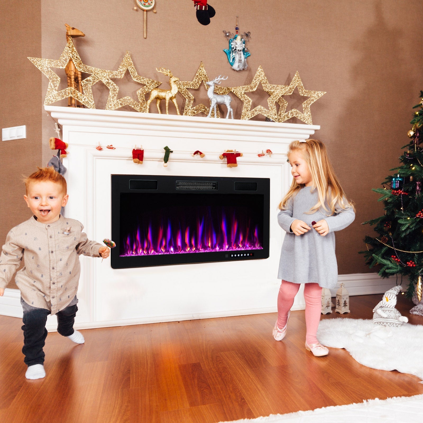 Electric Fireplace 40/50/60 Inches Recessed and Wall Mounted for 2' x 6' Stud