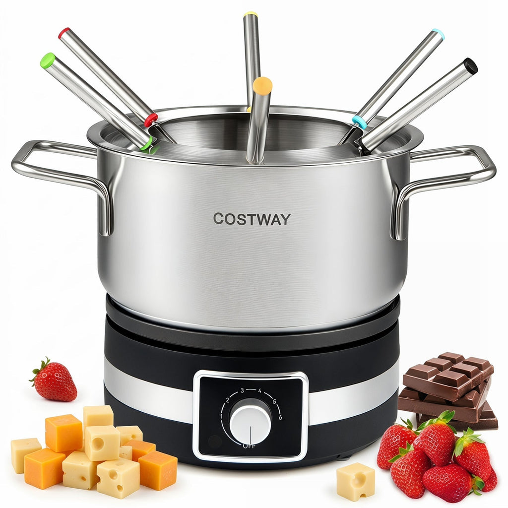 Electric Fondue Pot Set with 6 Forks - 2.6 Quart Capacity