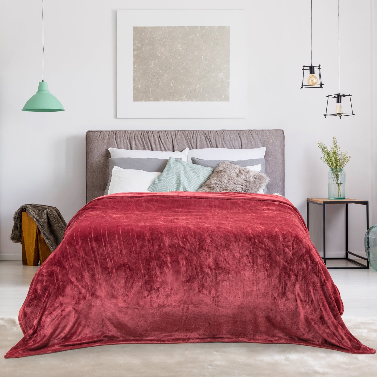 62 x 84 Inch Twin Size Electric Heated Throw Blanket with Timer