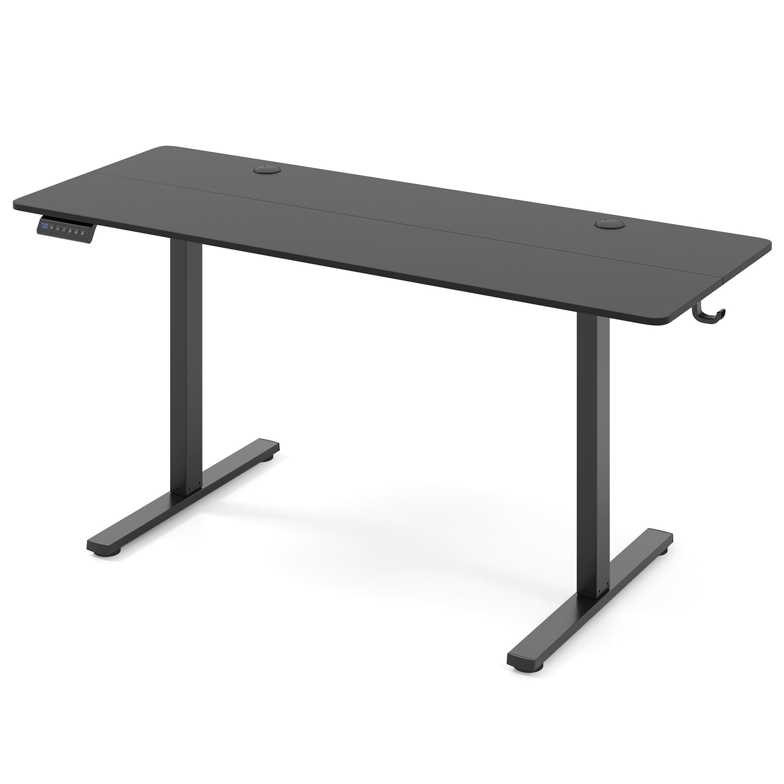 Electric Standing Desk with 3 Memory Heights and 2 Hanging Hooks and Cable Holes