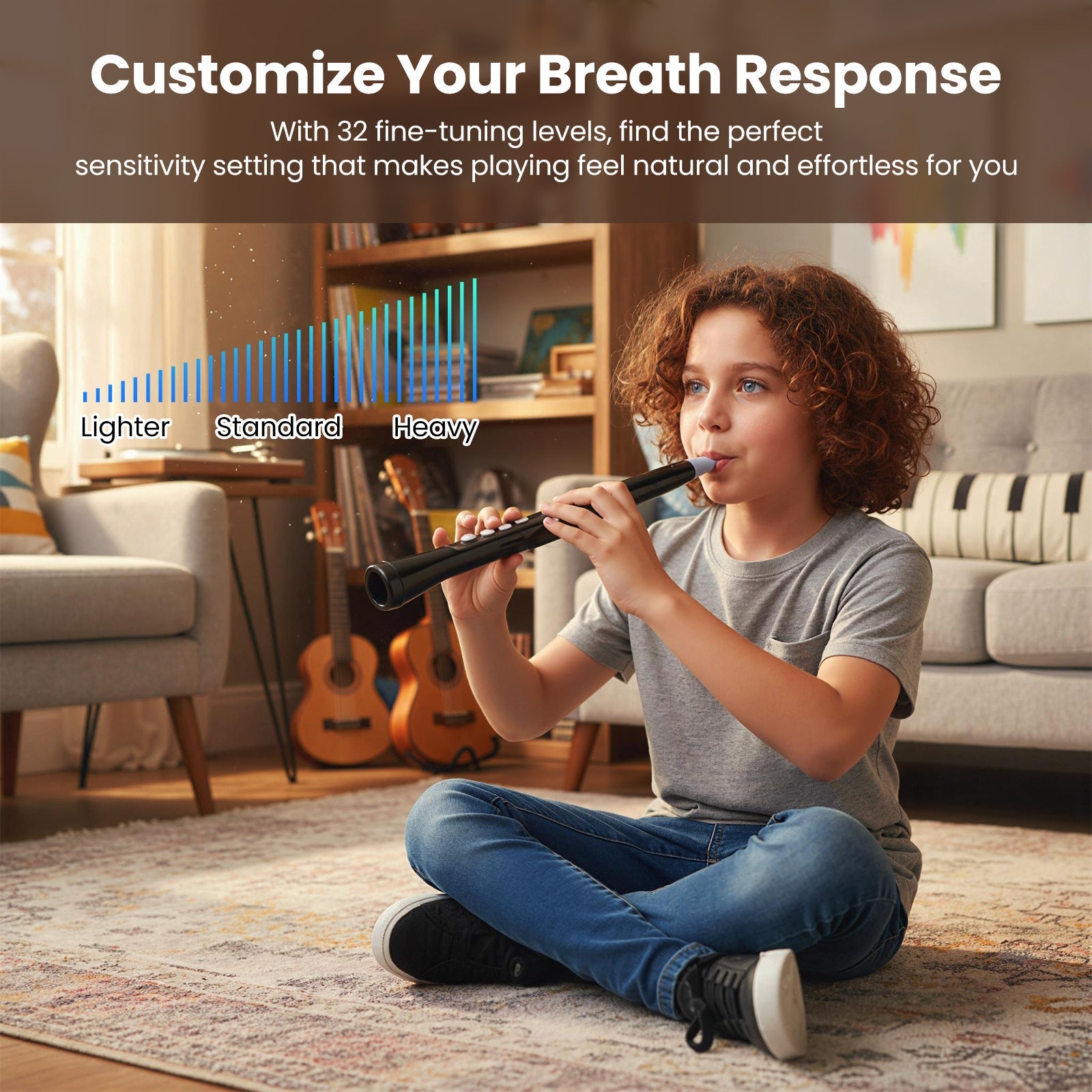 Electronic Wind Instrument Synthesizer Rechargeable Digital Saxophone-Black