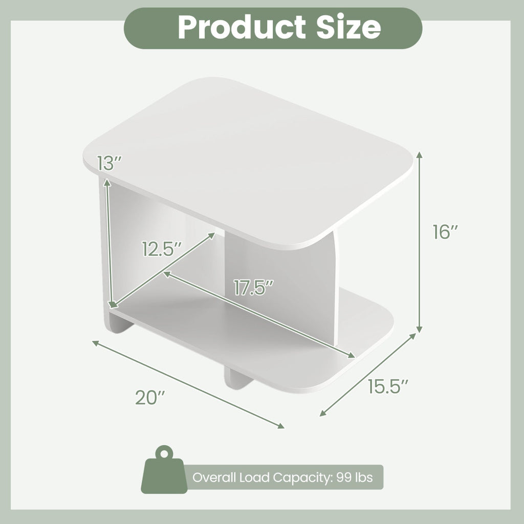 End Table Set of 2 2-Tier Sofa Side Tables with Storage Shelf