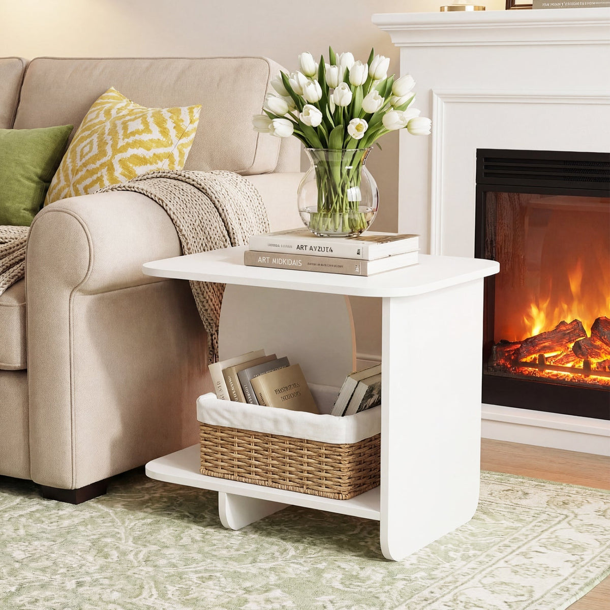 End Table Set of 2 2-Tier Sofa Side Tables with Storage Shelf
