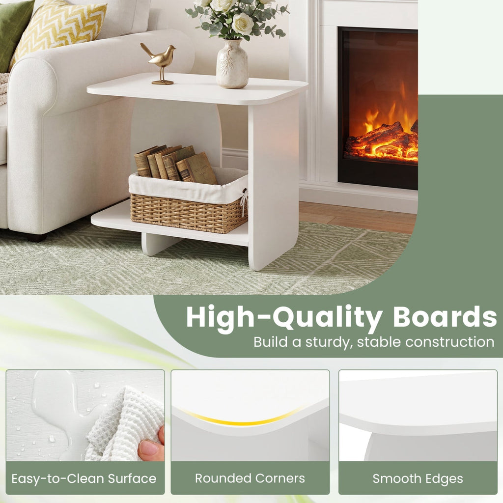 End Table Set of 2 2-Tier Sofa Side Tables with Storage Shelf