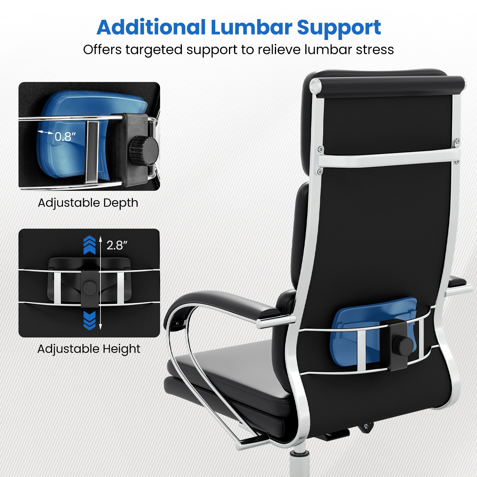 Ergonomic Leather Office Chair with Adjustable Height and Rocking Function-Black