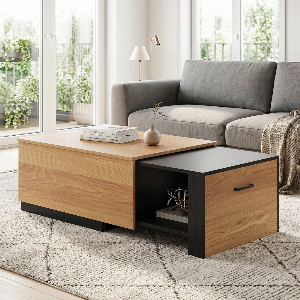 Extendable Coffee Table with Hidden Storage Compartment
