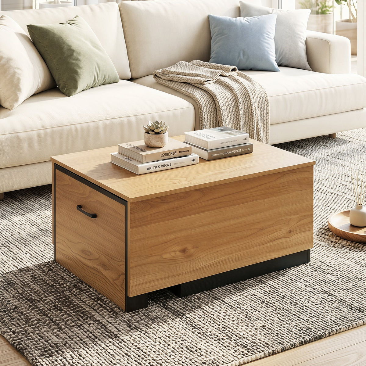 Extendable Coffee Table with Hidden Storage Compartment