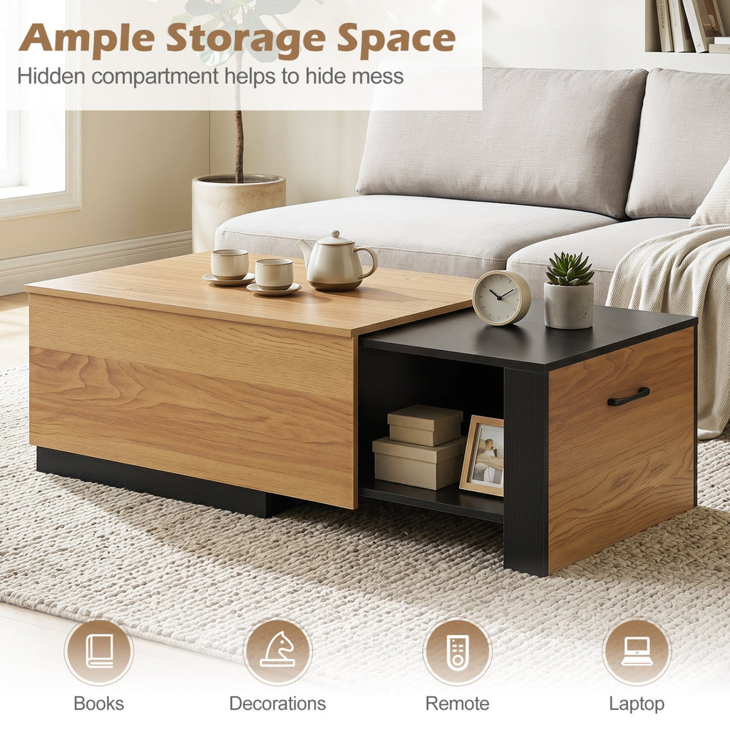 Extendable Coffee Table with Hidden Storage Compartment