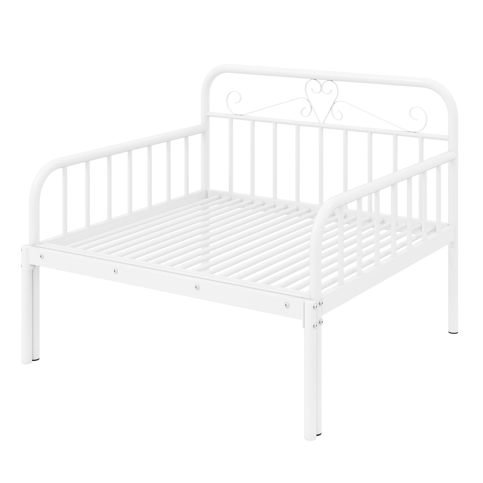Extendable Metal Daybed to Twin Size Bed with Guardrails and Armrests